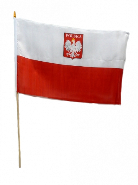 Flaga Polska z patykiem 45x60