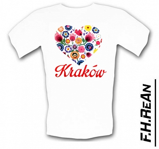 Koszulka unisex Kraków serce z kwiatami 