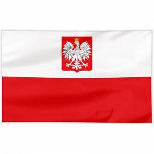 FLAGA POLSKI Z ORŁEM GODŁEM 120/75cm