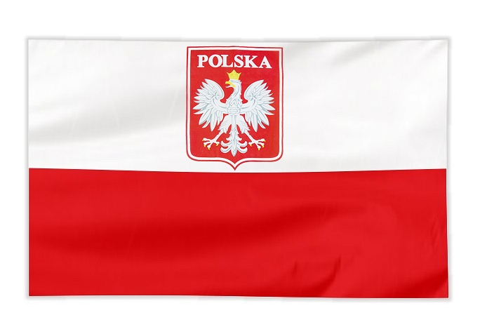 Flaga Polska z Godłem obrys 150x90