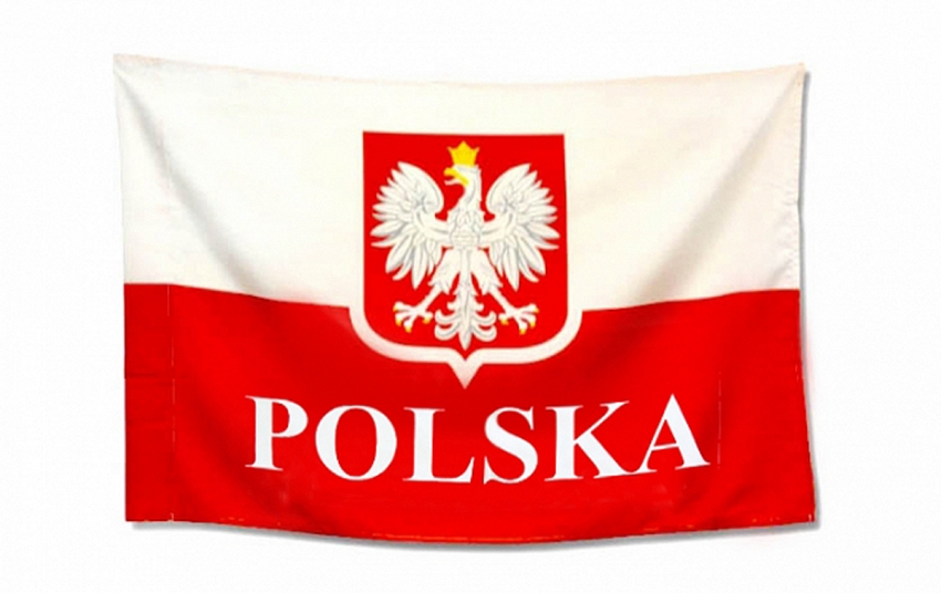FLAGA Z GODŁEM POLSKI POLSKA Z ORŁEM 180/120cm 